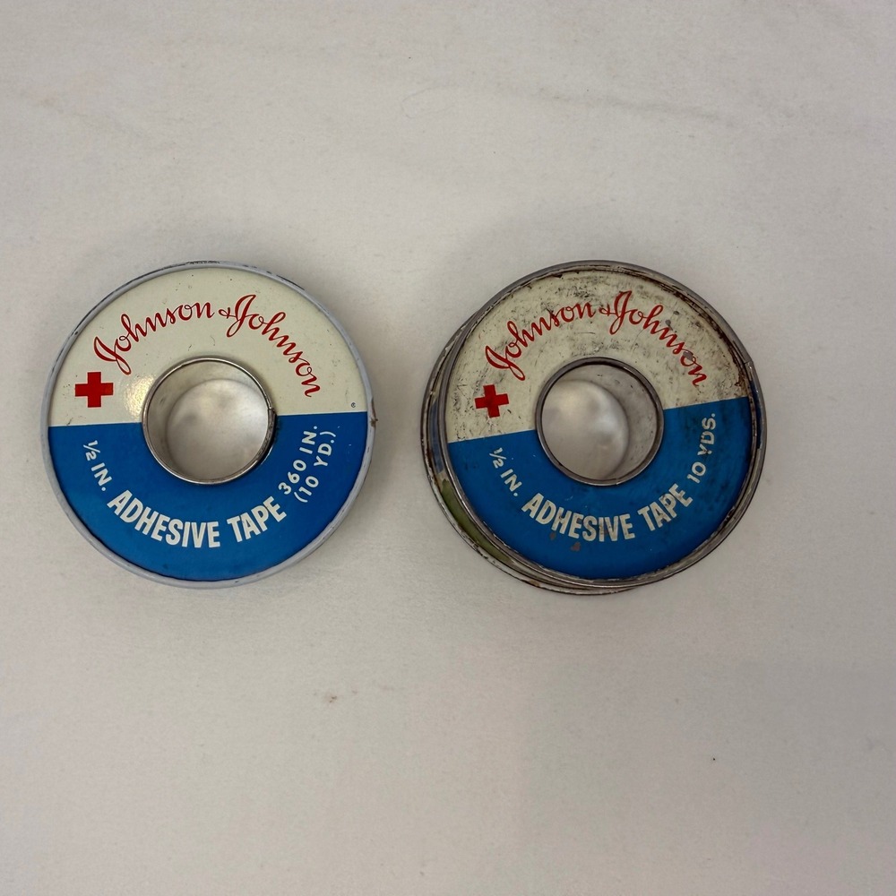 Vintage Johnson & Johnson Red Cross Adhesive Tape Tins Lot of 2 Collectible‎